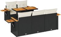 vidaXL 6-delige Loungeset met kussens, polyrattan, acacia, zwart