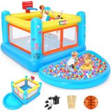 Opblaasbaar springkasteel - 270 x 172 x 128 cm, oceaan-serie springkasteel voor kinderen, indoor, PVC, in oceaandesign, met klein ballenbad en basketbalkorf