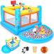 Opblaasbaar springkasteel - 270 x 172 x 128 cm, oceaan-serie springkasteel voor kinderen, indoor, PVC, in oceaandesign, met klein ballenbad en basketbalkorf