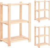 vidaXL Opbergrekken 3-laags 60x38x90 cm massief grenenhout 150 kg