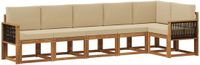 vidaXL - Hoek loungeset - 6 zitplaatsen - Polyester - Natuurlijk en beige