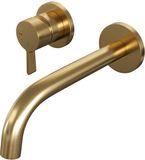 Brauer Gold Edition Robinet de lavabo encastrable avec bec incurvé et rosaces Modèle E2 Or brossé PVD