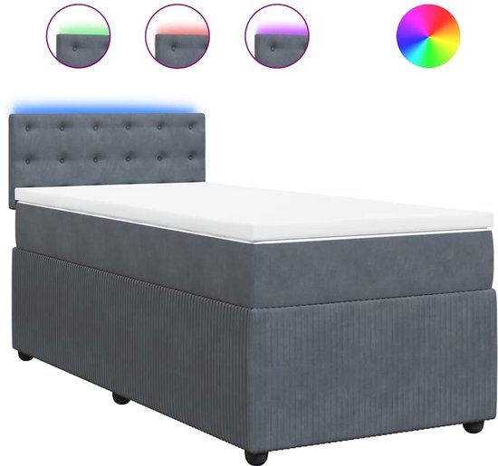 vidaXL Boxspring met matras fluweel donkergrijs 90x200 cm