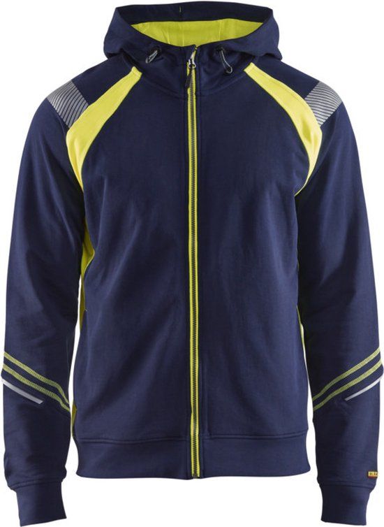 Blåkläder Hooded sweatshirt hele rits Visible 3433-1158 - Marine/High Vis Geel - XS