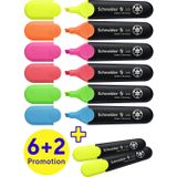 Schneider Job 150 feutres (rechargeable et résistant à la lumière), étui de 8 pièces, jaune (3x), orange, rose, vert, bleu, rouge