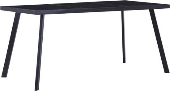 vidaXL Eettafel 180x90x75 cm gehard glas zwart