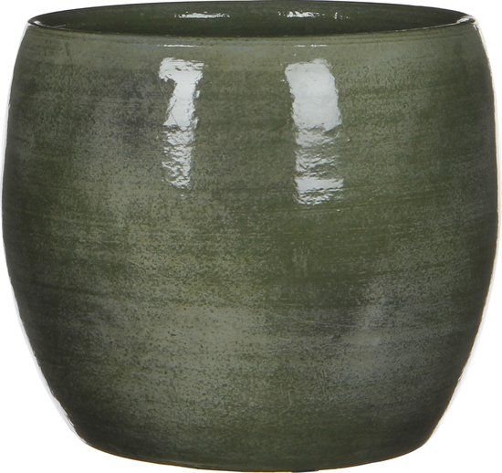 Mica Decorations Lester Round Pot - 18x20cm - Terracotta Green