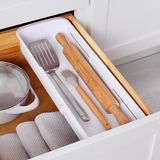 YouCopia DrawerFit Schuiflade Bin, Uitbreidbare en Verstelbare Keuken Opslag Organizer, 1, Gespikkeld Wit