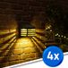 RexTech Solar wandlamp buiten 'Stripe' - Set van 4 stuks - Zwart - Warm wit licht (3000K) - IP54