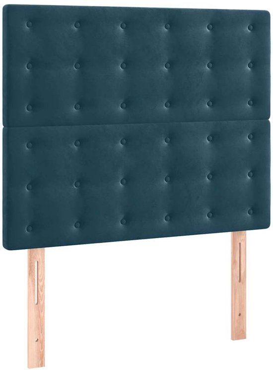 vidaXL Hoofdbord donkerblauw fluweel 80x5x118/128 cm