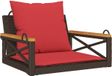vidaXL Schommelbank met kussens 63x62x40 cm poly rattan bruin