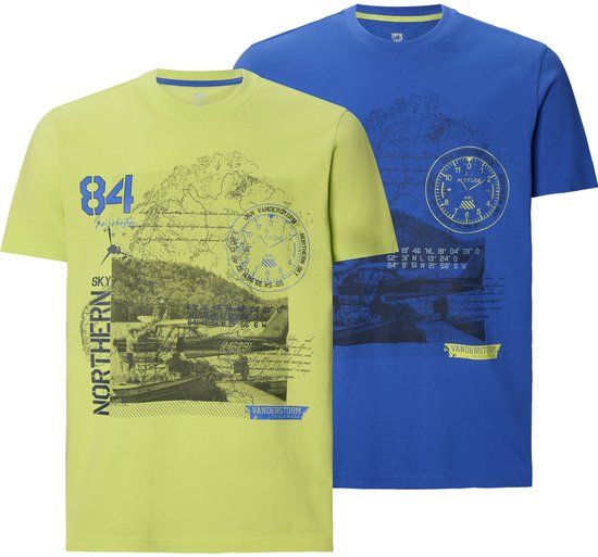 Jan Vanderstorm heren T-shirts, Set van 2 - Blauw - Maat 60/62