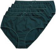 Ulla Popken - Dames - Midislips set van 5 effen - Middernacht groen - Maat 42+