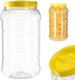 KADAX Voorraaddoos met deksel, voorraaddoos van kunststof, weckpot met handvat, plastic container voor levensmiddelen, opbergdoos keukenorganizer (rond, 3 liter)
