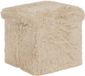 Atmosphera Duvia Opvouwbare Poef met Opbergruimte Imitatiebont - 38x38x38cm - Beige