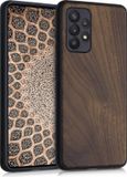 kwmobile telefoonhoesje geschikt voor Samsung Galaxy A52 / A52 5G / A52s 5G - Hoesje met bumper in donkerbruin - Backcover - hout