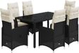 vidaXL Bistroset met kussens, polyrotan, zwart