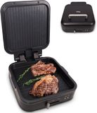 Merkloos Gadgy Contactgrill Elektrisch 1400W – Afneembare Grillbodem – Instelbare Temperatuur – Enkel- en Dubbelzijdig Grillen – Anti-aanbaklaag – Mat Zwart