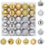 vidaXL Kerstballenset - 50 st - Zilver- en goudkleurig - 8 cm - Polystyreen