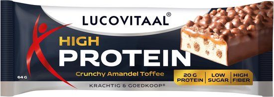 Lucovitaal Protein high reep crunchy amandel toffee 1 Stuks