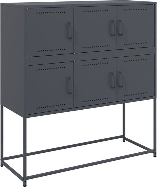 vidaXL Dressoir 100,5x39x107 cm staal antracietkleurig