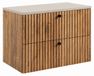 3xE living Meuble de salle de bain Suspendu sous lavabo 80 cm, 2 tiroirs, Chêne Craft Or + Plan de toilette Cachemire, Poignées noires, 80 x 44,4 x 58,6 cm