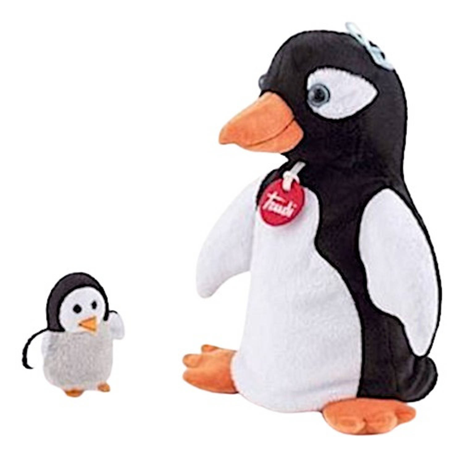 Trudi Handpop Pinguin 24 Cm Pluche Zwart/wit 2-delig