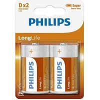 Philips - 2X LongLife D R20 1.5V Blister Batteries Pack