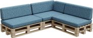 PFBG Coussins de palette, Coussins de jardin, Set de 3 (120x80 + 120x35), Maritime