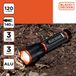 BLACK+DECKER LED Zaklamp 120 Lumen - 3W - 140M Bereik - 3 Lichtstanden: Hoog, Laag, Pulserend - Zwart/Oranje