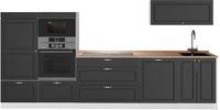 Vicco Complete keukeneenheid Fame-Line, Anthrazit-Gold Landelijk/Wit, 340 cm
