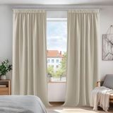 Deconovo Warmtewerend Gordijn, 168×229 cm, 2 Stuks, Lichtbeige