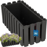 KOTARBAU® Balkonbak, Bloembak voor Balkon, Kunststof Balkonbak, 38 x 18 x 16 cm, Grijs, Balkon Plantenbak, Rechthoekig, Weerbestendige Plantenbak