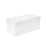 Todeco - Lederen look klapbank, opvouwbare opbergpoef - Wit