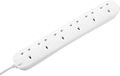 Masterplug Zes Socket verlengsnoer, 3 meter, wit
