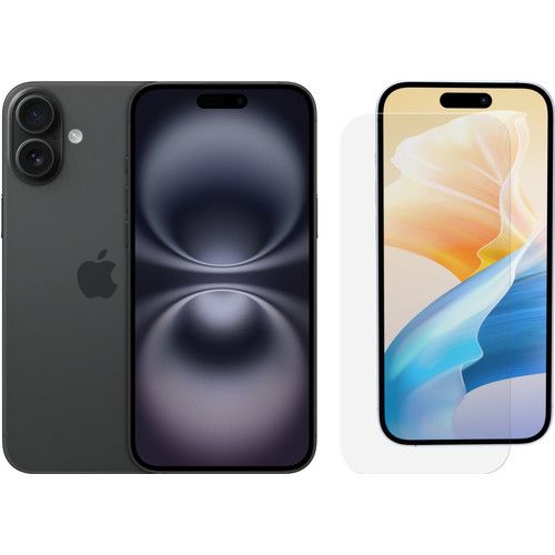 Apple iPhone 16 128GB Zwart + BlueBuilt Screenprotector Glas
