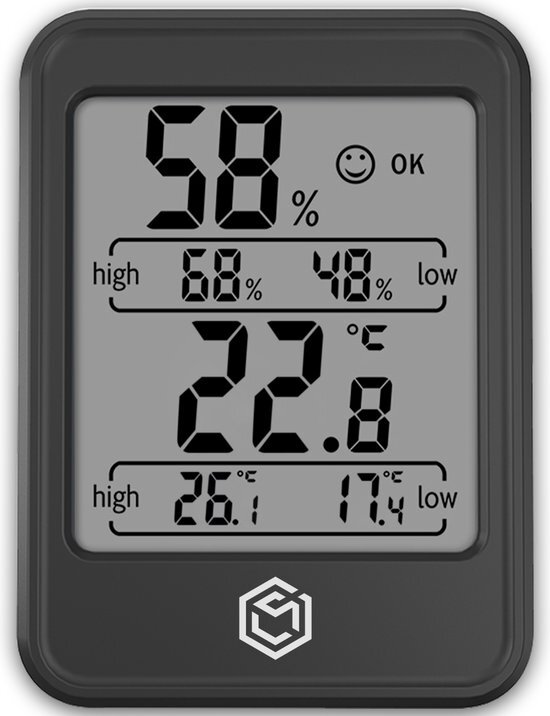 Ease electronicz Hygrometer - Luchtvochtigheidsmeter - Digitaal Weerstation - Vochtigheidsmeter - Thermometer voor Binnen - Met verlichting