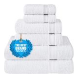 Cotton Paradise 6-delige handdoekenset, 100% Turks katoen, zachte absorberende handdoeken voor badkamer, 2 badhanddoeken, 2 handdoeken, 2 washandjes, wit