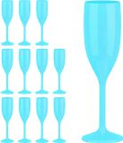 Merkloos Relaxdays Champagne glazen plastic - set van 12 - herbruikbaar - 150 ml - turquoise