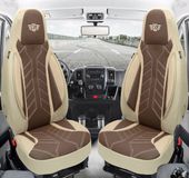 Bremer Sitzbezüge Autostoelhoezen voor Toyota Aygo Bj ab 2005 – Stoelhoezen voor bestuurder en passagier in Beige/Bruin