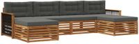 vidaXL - Bank loungeset - 4 zitplekken - Massief Acacia Hout - Natuurlijk en Antraciet