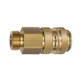 Riegler Snelsluitkoppeling NW 19, messing blank, G 1 1/4 AG, werkdruk 0-35 bar, medium/omgevingstemperatuur. -20 °C tot 100 °C