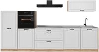 Vicco Complete keukeneenheid R-Line, Wit landelijk/Goudkleurig Eiken, 340 cm marmer werkblad