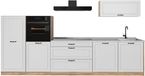 Vicco Complete keukeneenheid R-Line, Wit landelijk/Goudkleurig Eiken, 340 cm marmer werkblad