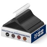 SereneLife Kleerhanger - Houten Hangers - Antislip Ruimtebesparende Kledinghangers - met 360° Draaibare Haak en Inkepingen - 20 Stuks - Duurzaam en Sterk voor Hemden, Truien, Hoodies, en Jurken