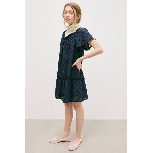 Mango Kids A-lijn jurk marineblauw