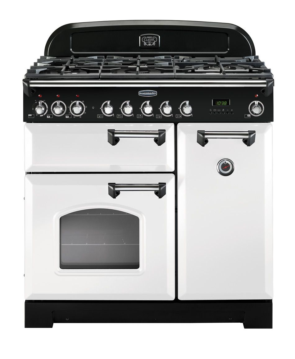 Falcon Classic Deluxe 90 - Fornuis - 90 cm - Gas - Wit, Chroom