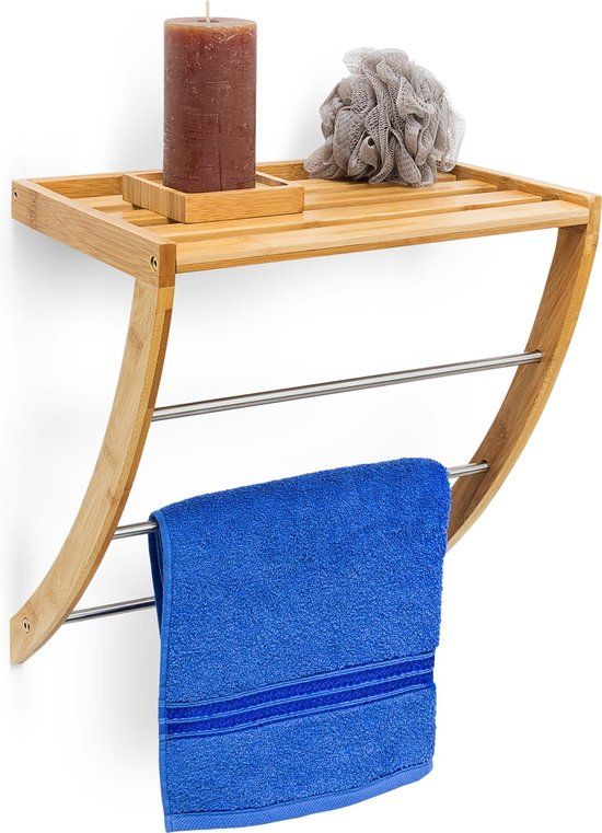 Relaxdays Handdoekenrek - Bamboe & Verchroomd Metaal - Modern Design