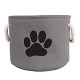 Bone Dry Poot Print Opvouwbare Polyester Huisdier Opbergbak, Rond Klein - 30,5 x 30,5 x 22,9 cm, Poot Print Grijs