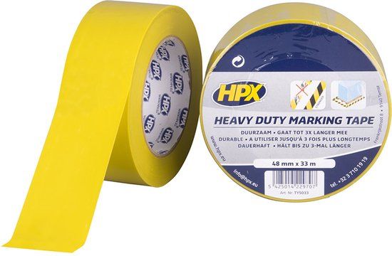 HPX Zelfklevende hoogwaardige markeringstape - geel 48mm x 33m